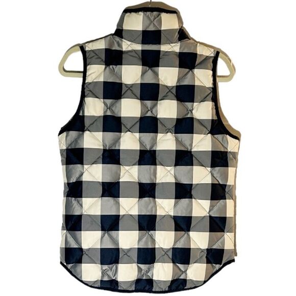 J. Crew Excursion Quilted Down Vest Navy Cream Plaid Size XS preppy 138.00 MSRP - Picture 6 of 13